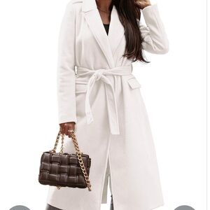Elegant White Belted Coat